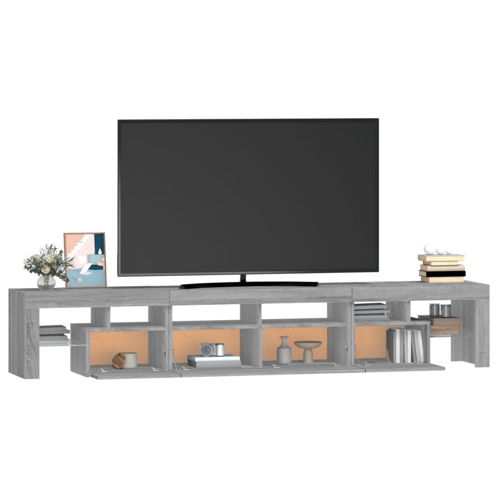 vidaXL Meuble TV avec lumières LED Sonoma gris 230x36,5x40 cm
