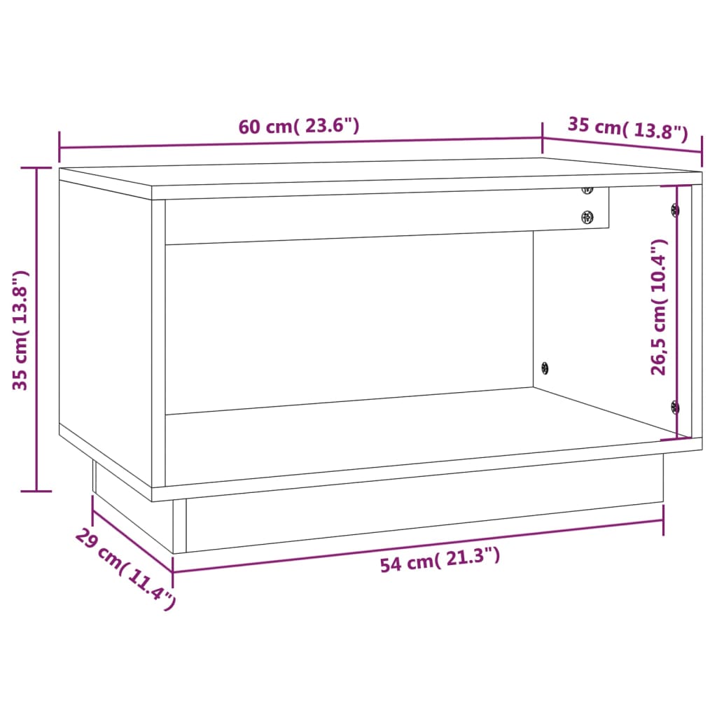 vidaXL Meuble TV Blanc 60x35x35 cm Bois de pin massif
