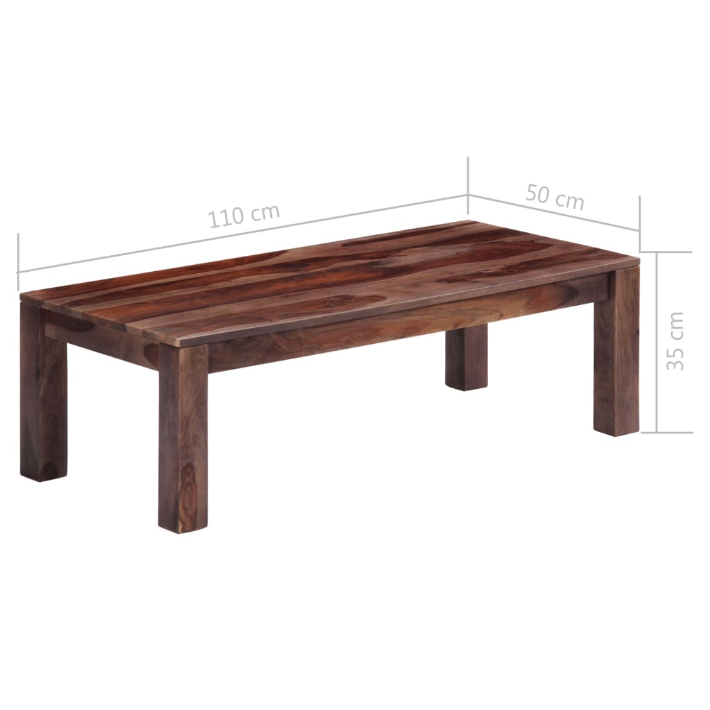 vidaXL Table basse Gris 110 x 50 x 35 cm Bois de Sesham massif