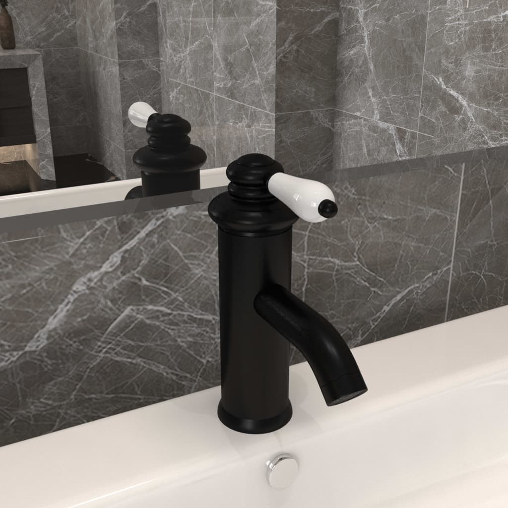 vidaXL Robinet de lavabo de salle de bain Noir 130x180 mm