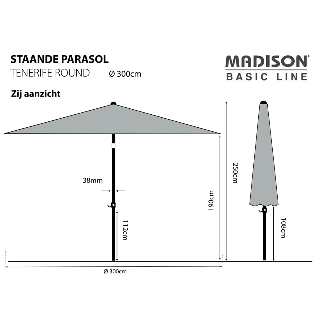 Madison Parasol Tenerife 300 cm Rond Écru