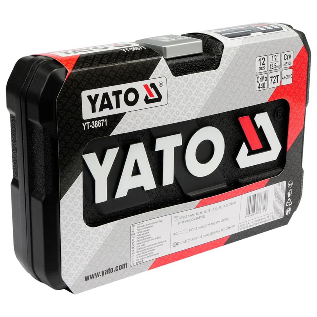 YATO Kit de clés à cliquet 12 pièces YT-38671