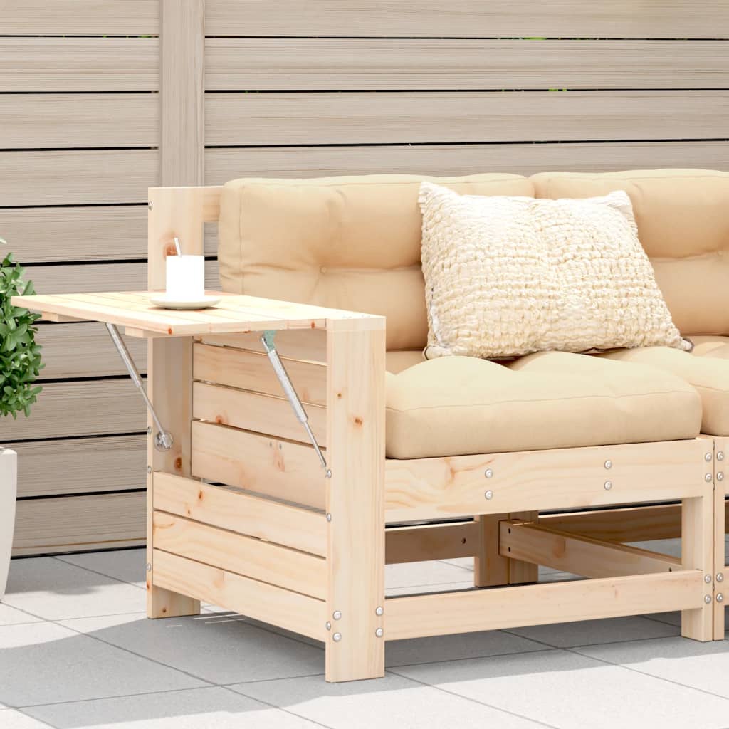 vidaXL Canapé de jardin accoudoir avec table d'appoint bois massif pin