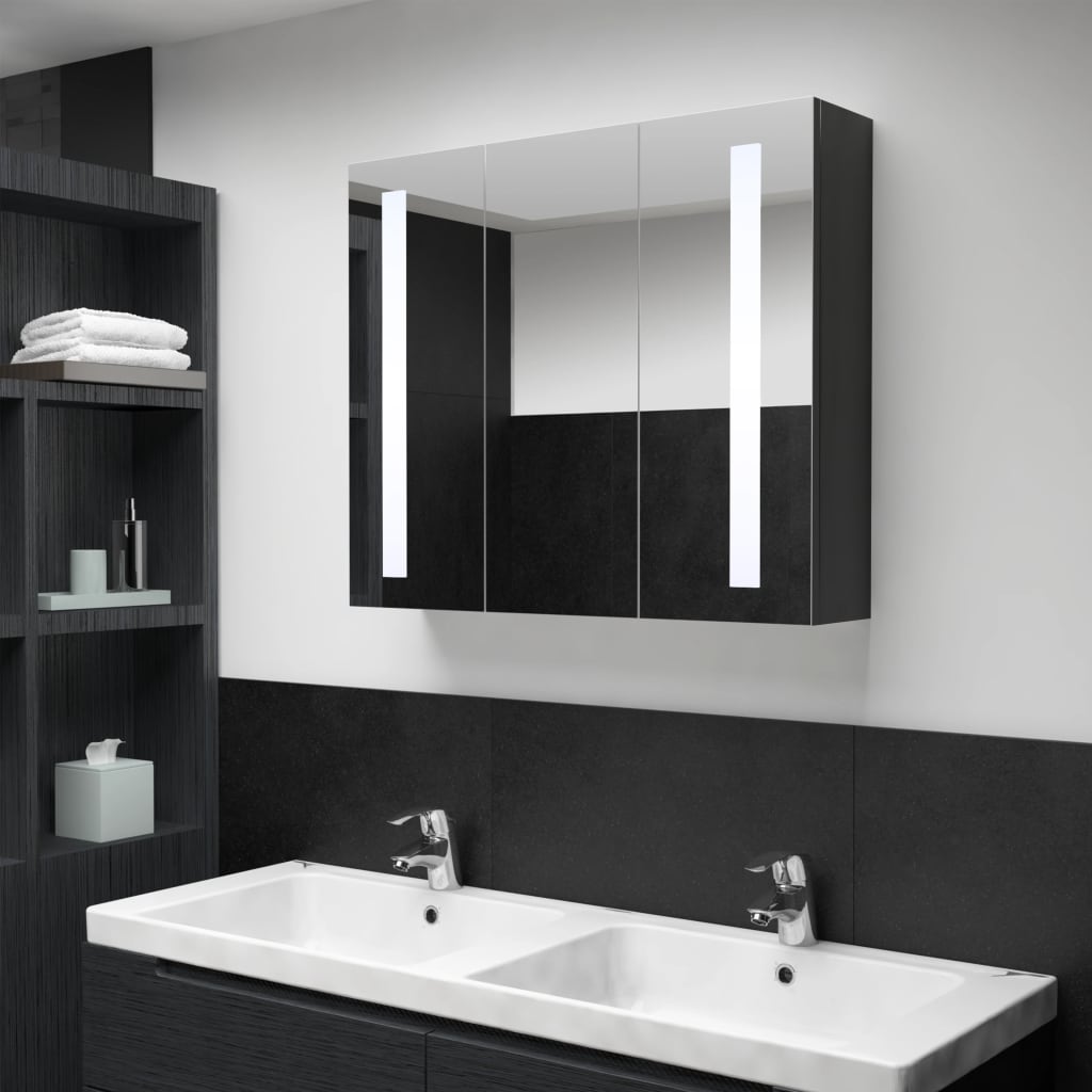 vidaXL Armoire de salle de bain à miroir LED 89x14x62 cm