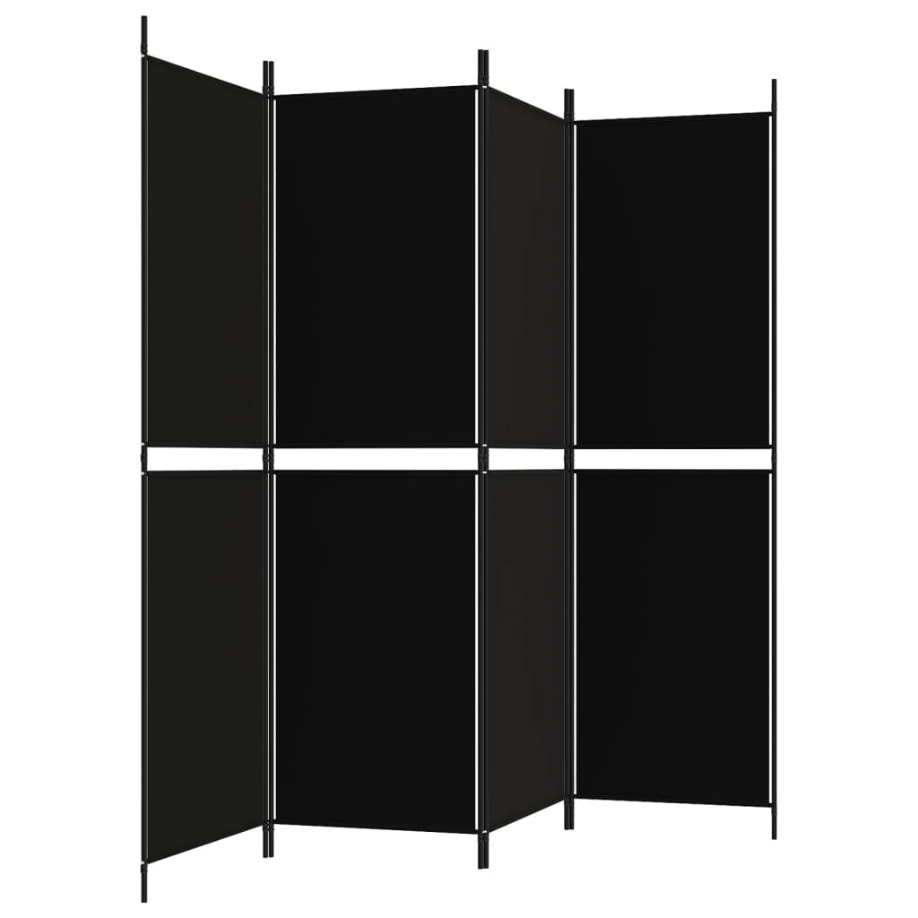 vidaXL Cloison de séparation 4 panneaux Noir 200x180 cm Tissu