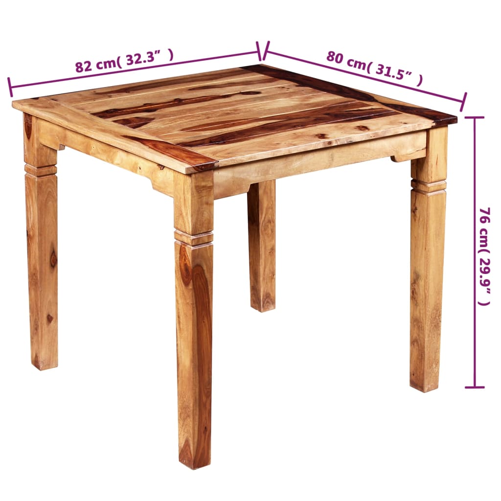 vidaXL Table à manger Bois massif 82x80x76 cm