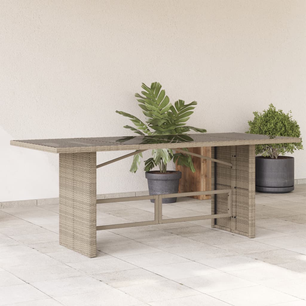 vidaXL Table de jardin dessus en verre gris clair 190x80x74 cm