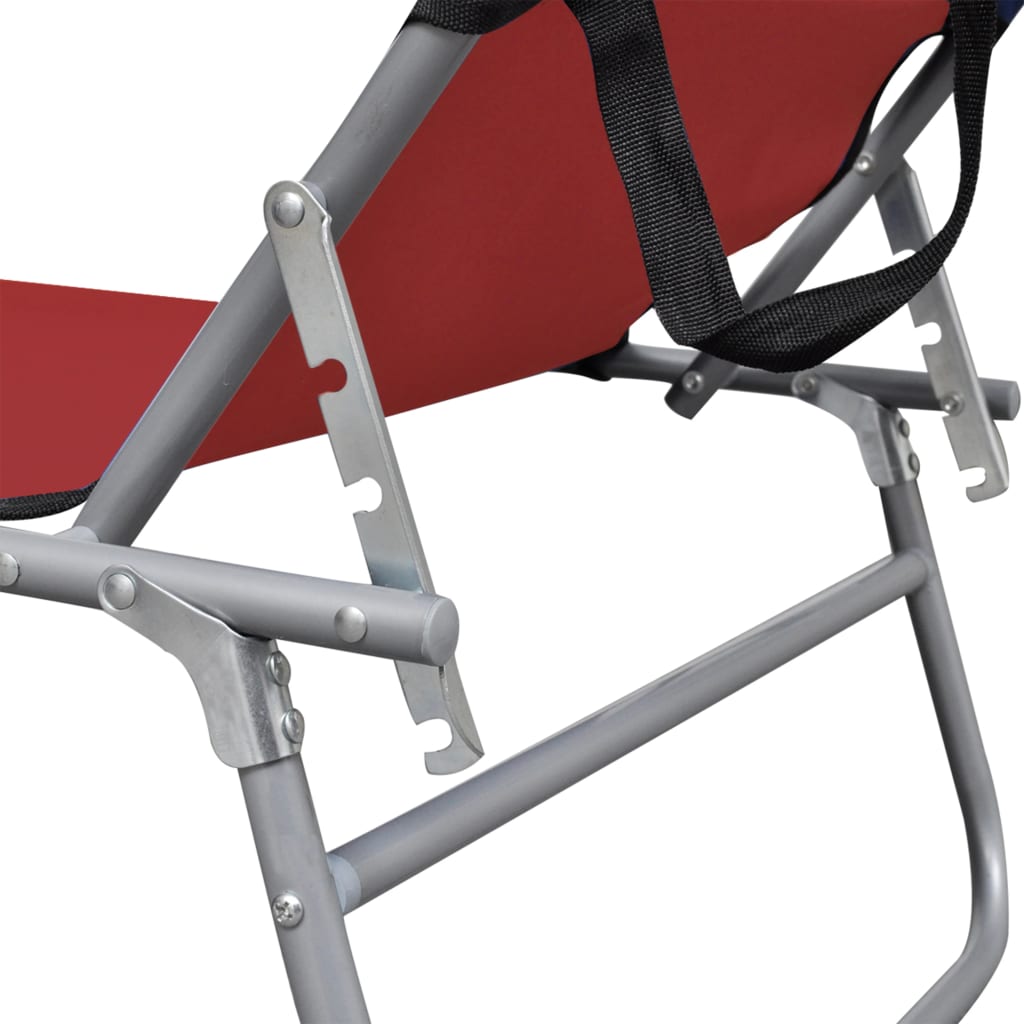 vidaXL Chaise longue pliable avec auvent Rouge Aluminium