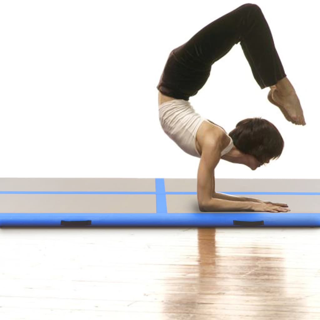 vidaXL Tapis gonflable de gymnastique avec pompe 800x100x10cm PVC Bleu