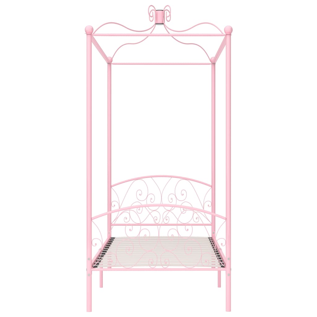 vidaXL Cadre de lit à baldaquin Rose Métal 90 x 200 cm