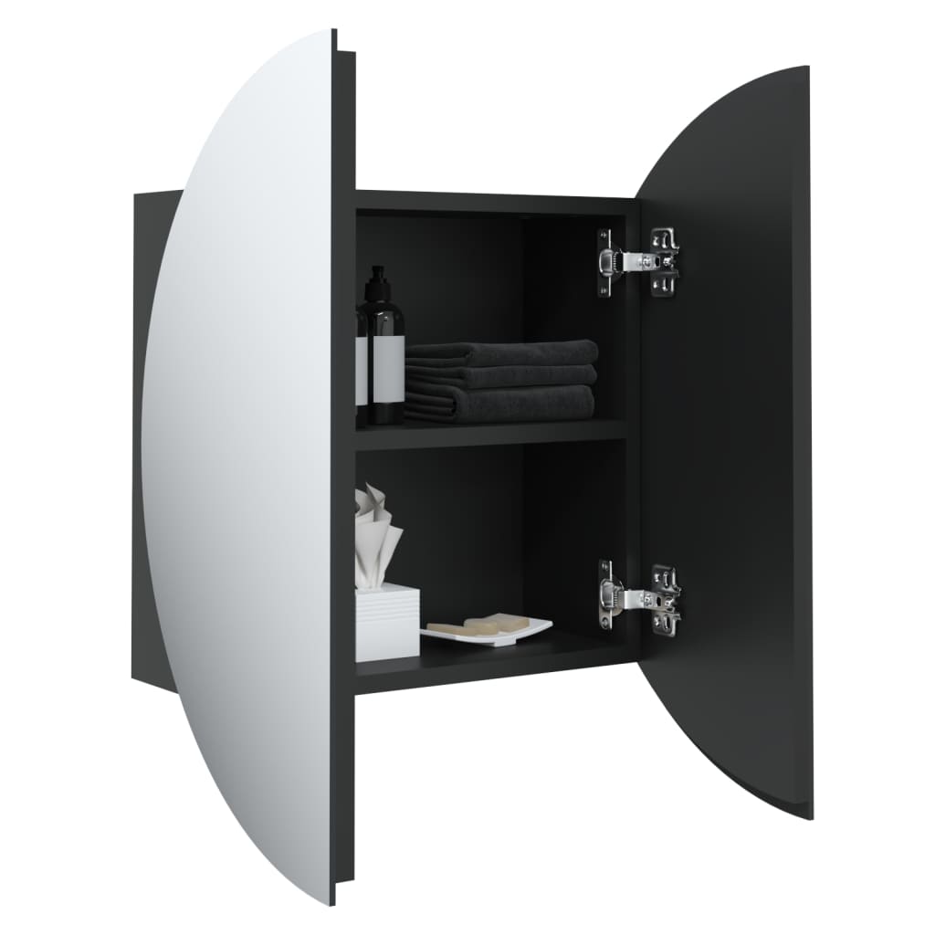 vidaXL Armoire de salle de bain miroir rond et LED Noir 40x40x17,5 cm
