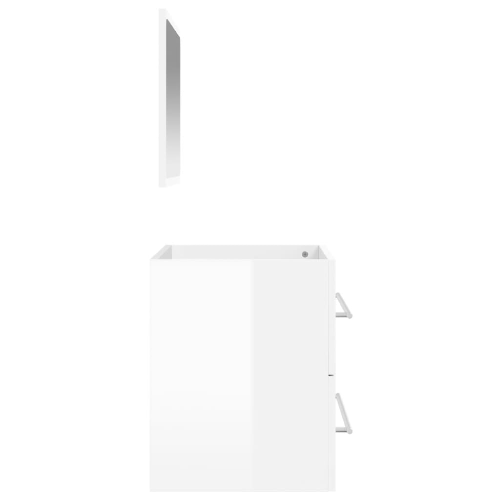 vidaXL Armoire de bain avec miroir blanc brillant bois d'ingénierie