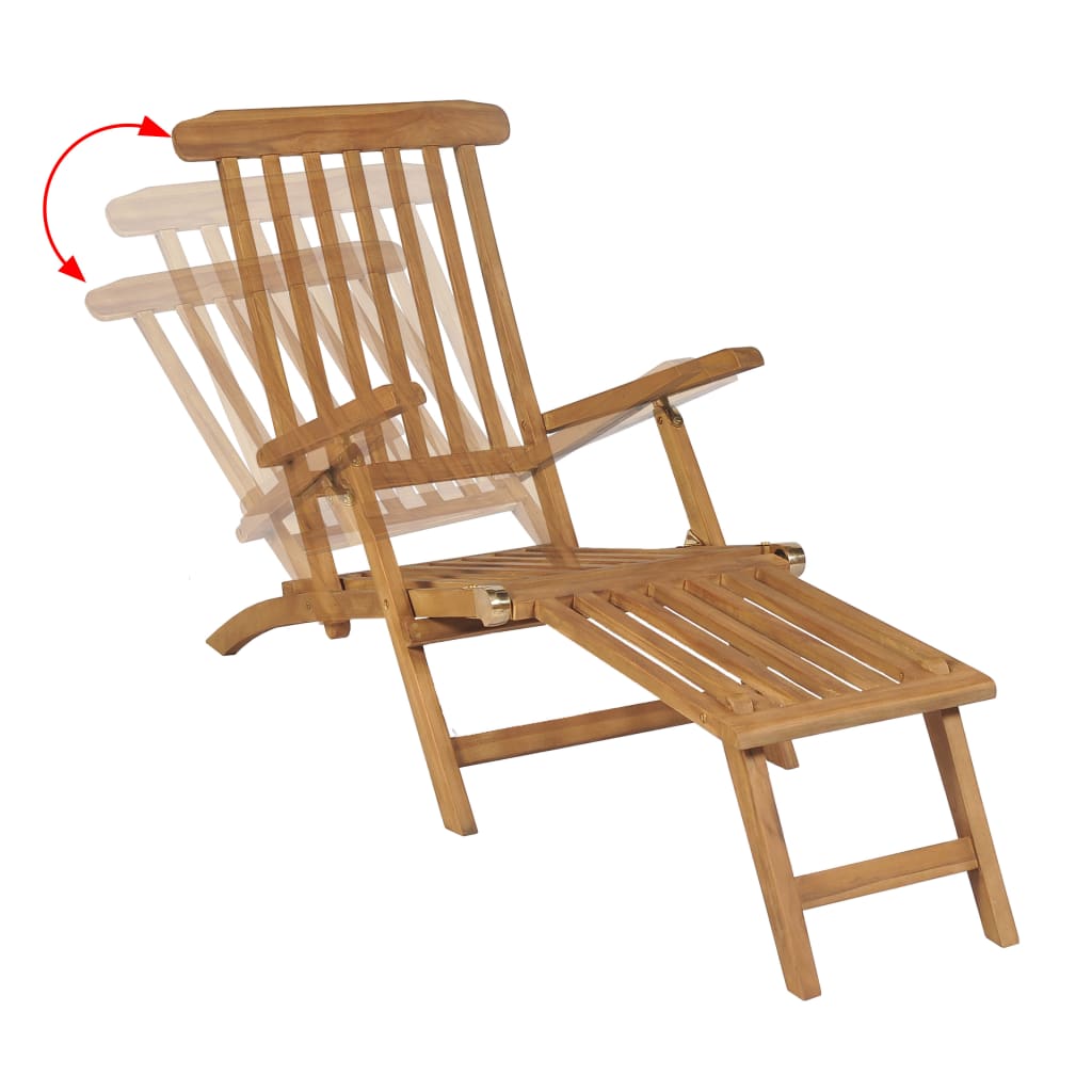 vidaXL Chaise de terrasse avec repose-pied Bois de teck solide