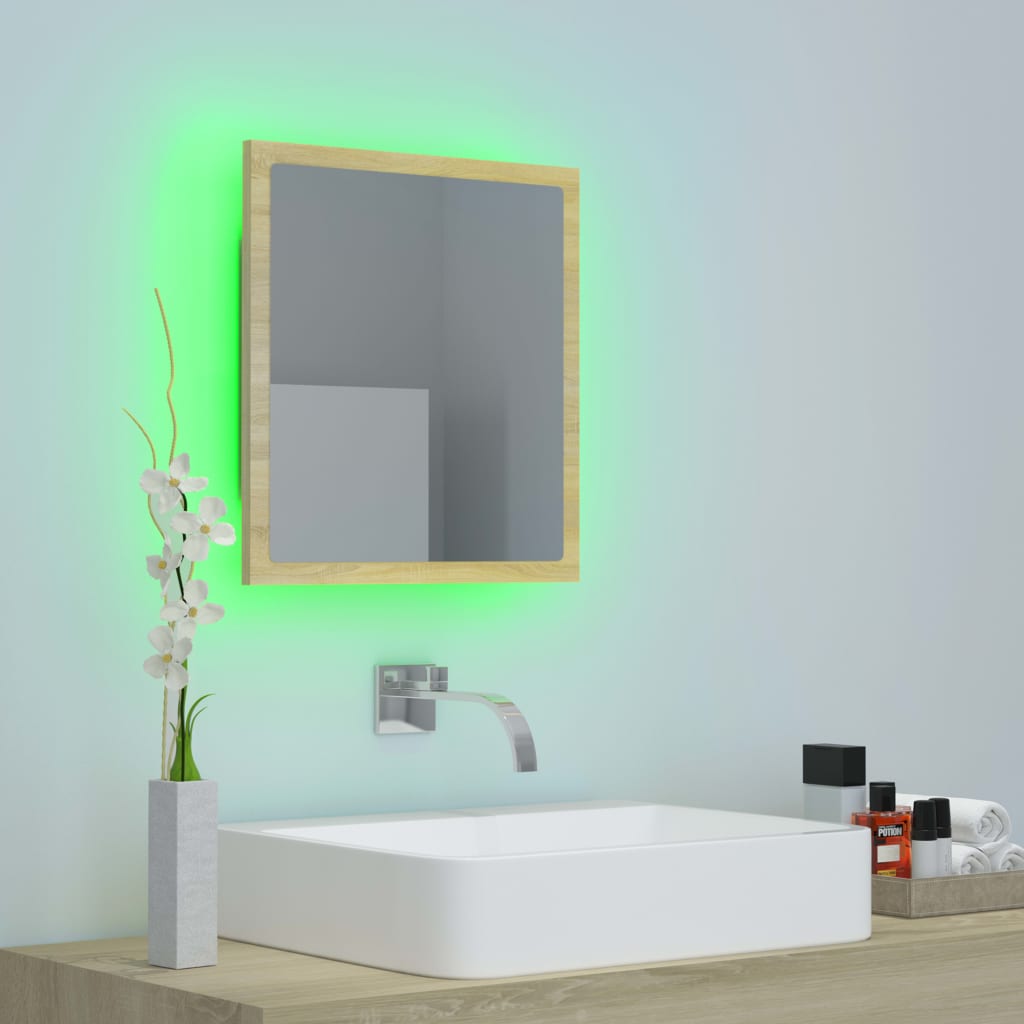 vidaXL Miroir LED de salle de bain Chêne sonoma 40x8,5x37 cm Aggloméré