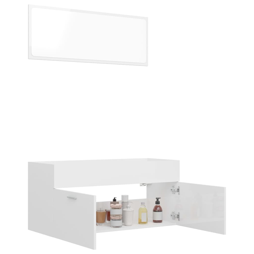 vidaXL Ensemble de meubles de bain 2 pcs Blanc brillant Aggloméré