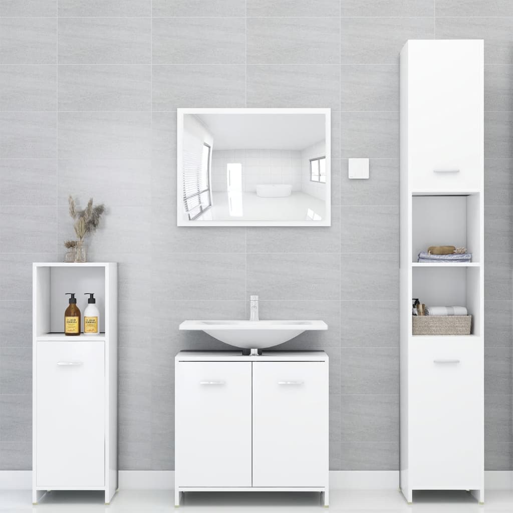 vidaXL Ensemble de meubles de salle de bain 4 pcs Blanc Aggloméré