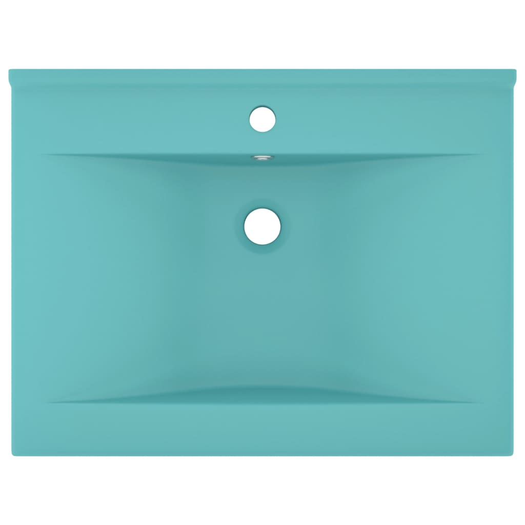 vidaXL Lavabo avec trou de robinet Vert clair mat 60x46 cm Céramique