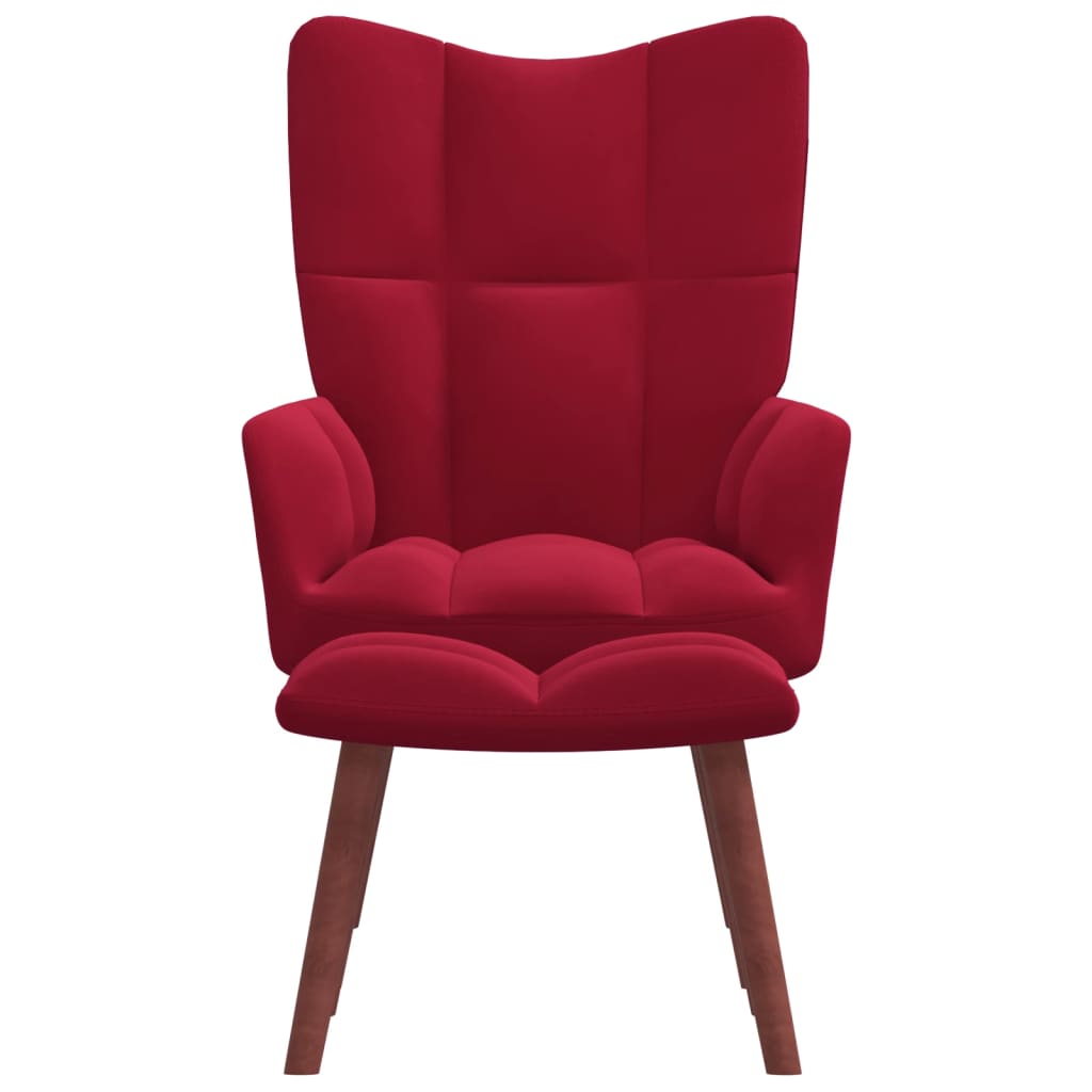 vidaXL Chaise de relaxation avec repose-pied Rouge bordeaux Velours