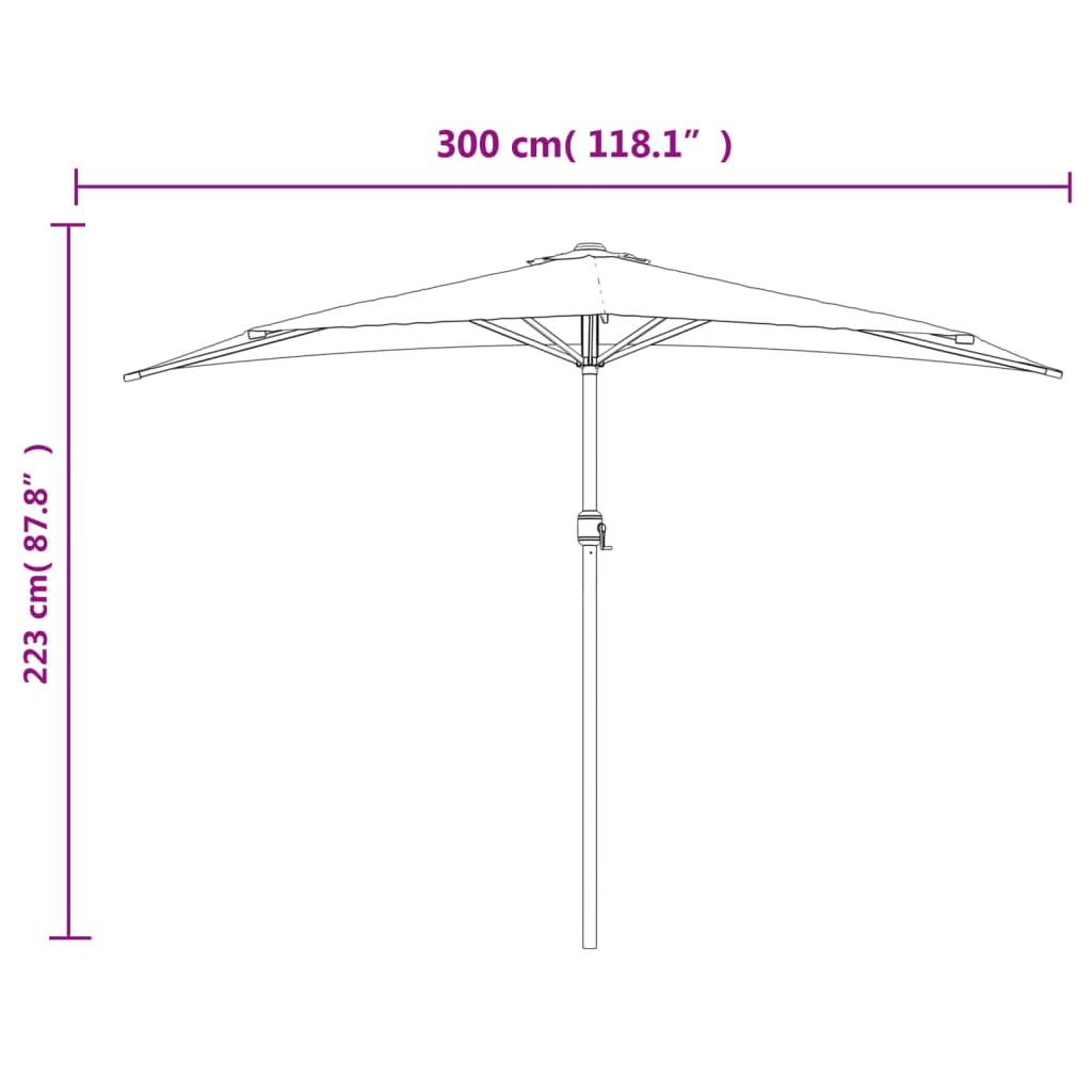 vidaXL Parasol de balcon avec mât en aluminium Vert 300x155 cm Demi