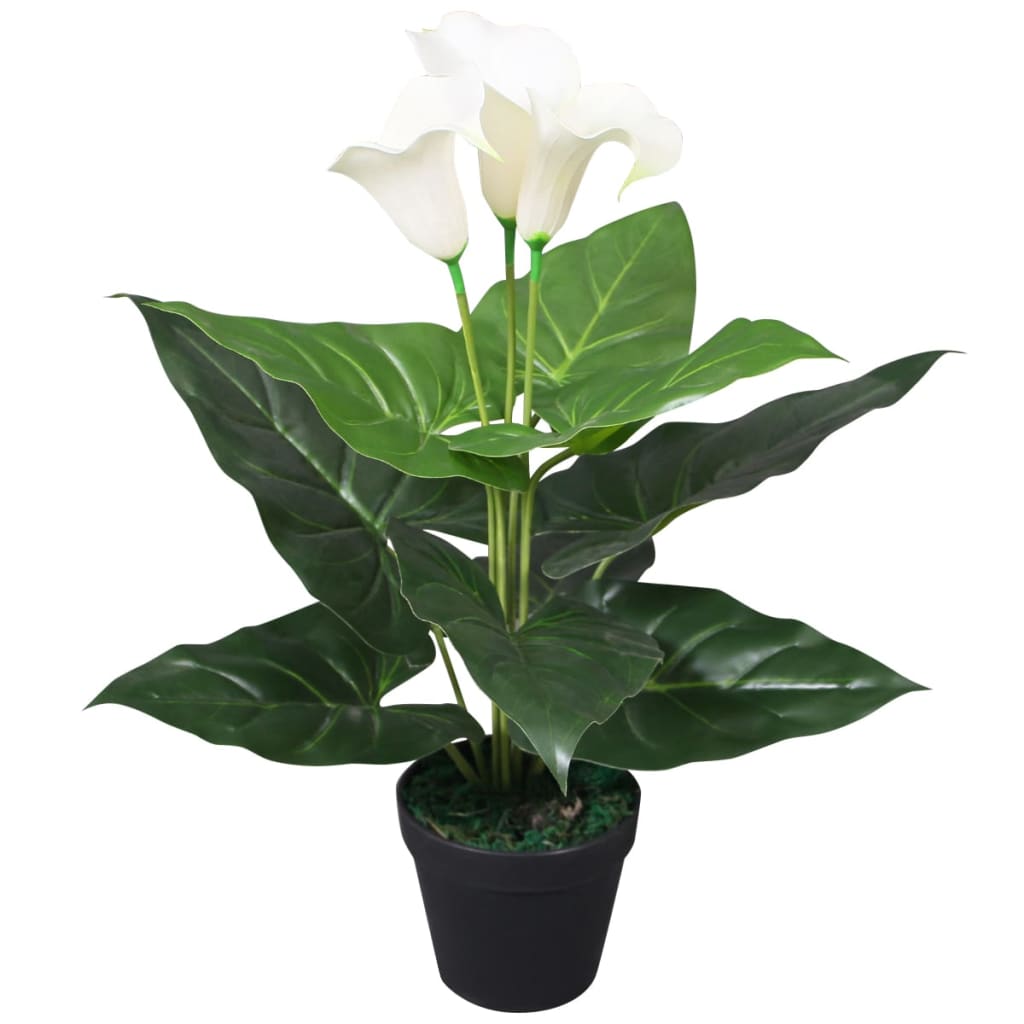 vidaXL Plante artificielle avec pot Lis Calla 45 cm Blanc