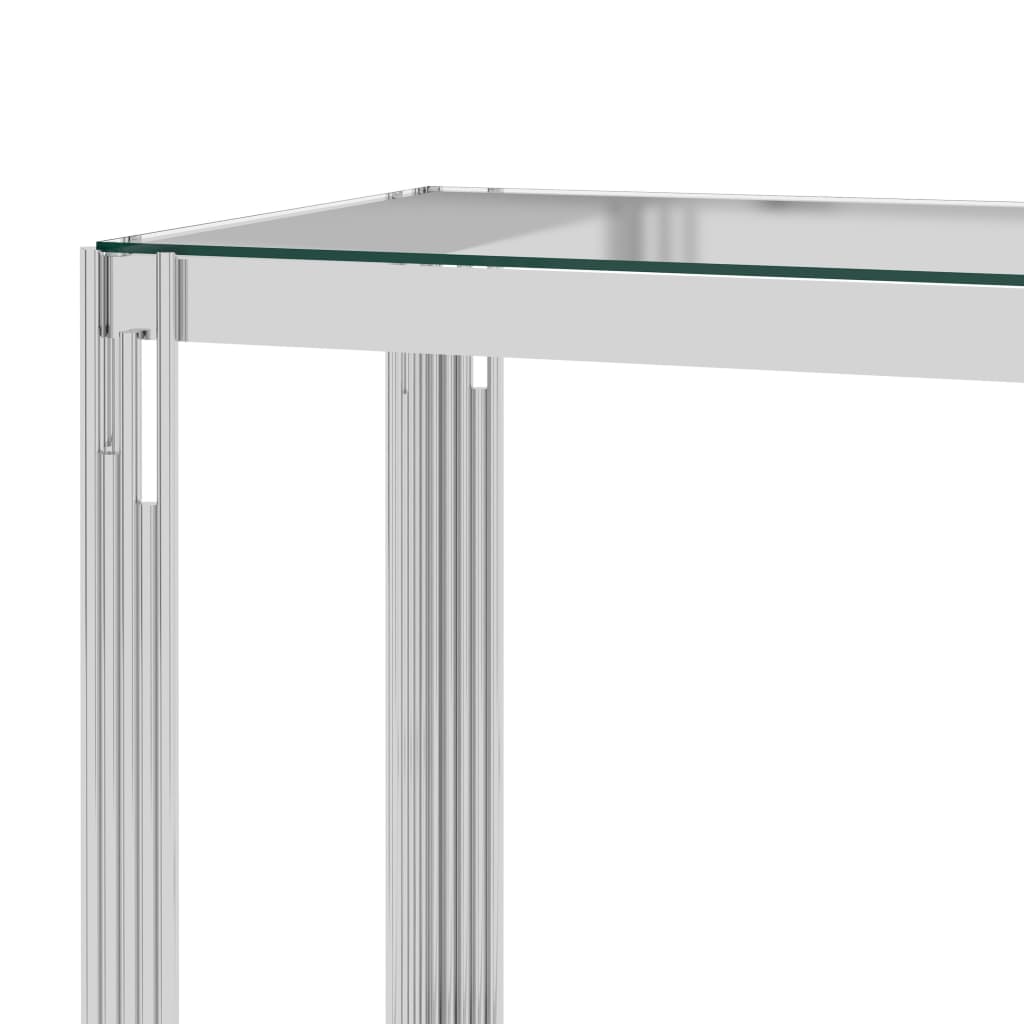 vidaXL Table basse Argenté 55x55x55 cm Acier inoxydable et verre