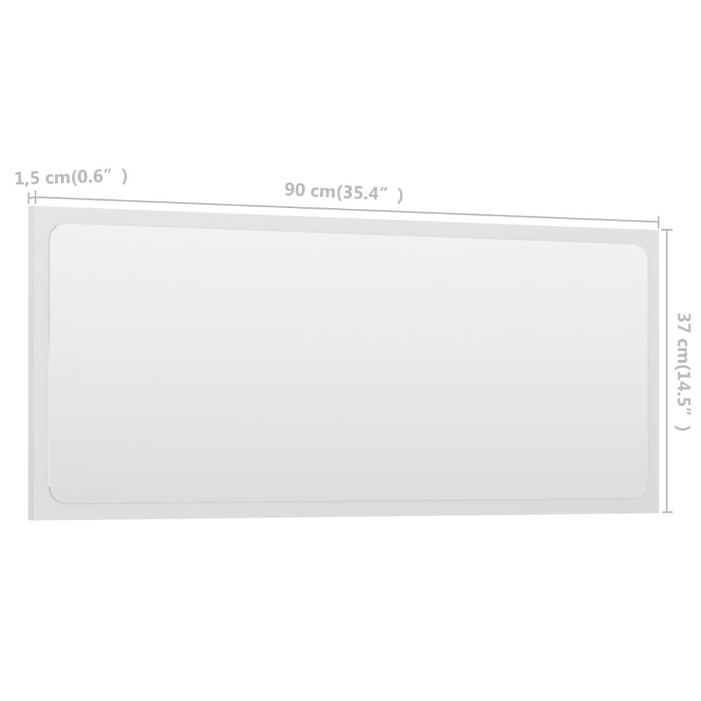 vidaXL Miroir de salle de bain Blanc 90x1,5x37 cm Aggloméré