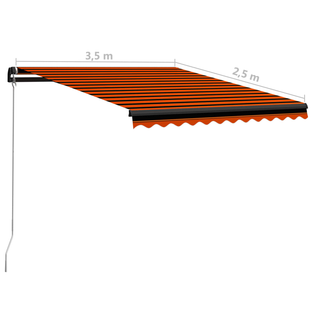 vidaXL Auvent manuel rétractable 350x250 cm Orange et marron
