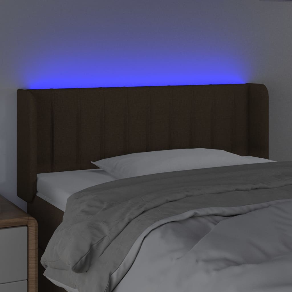 vidaXL Tête de lit à LED Marron foncé 93x16x78/88 cm Tissu