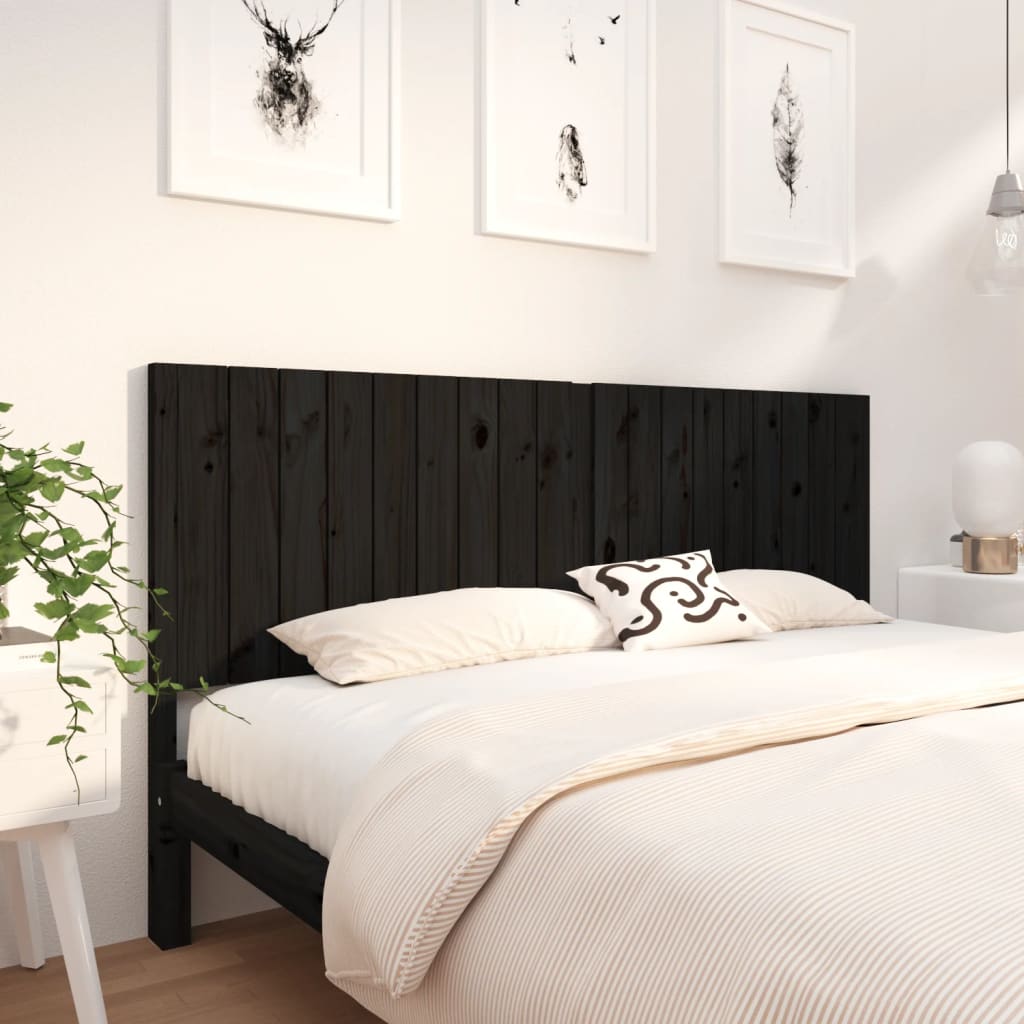 vidaXL Tête de lit Noir 185,5x4x100 cm Bois massif de pin