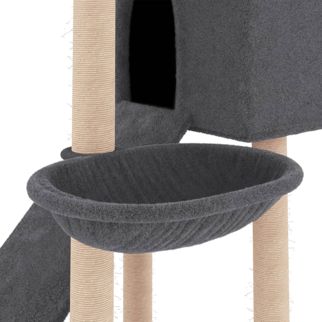 vidaXL Arbre à chat avec griffoirs en sisal Gris foncé 153 cm