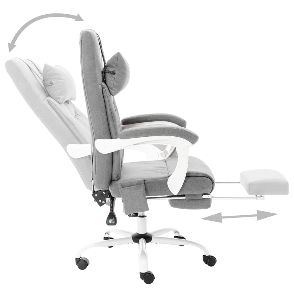 vidaXL Chaise de bureau de massage Gris Tissu