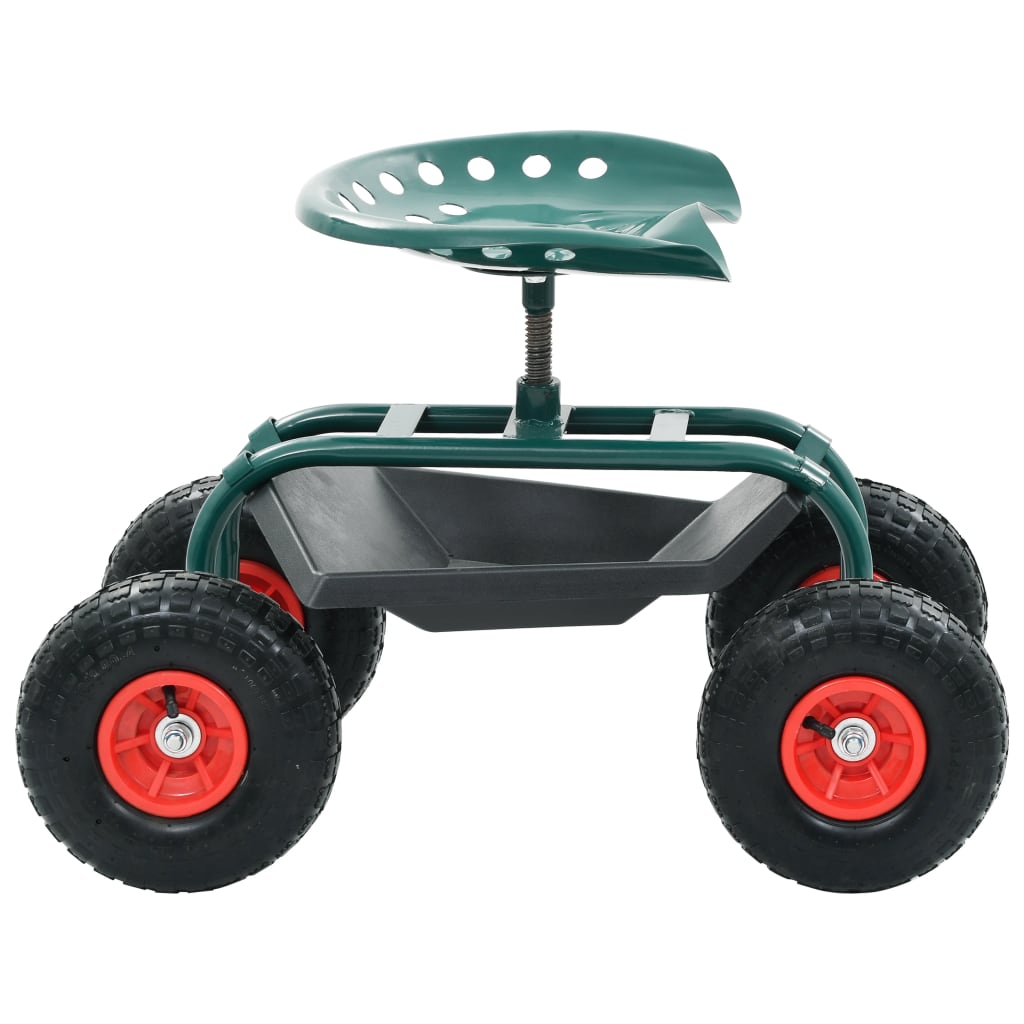 vidaXL Chariot roulant de jardin avec bac à outils Vert 78x44,5x84 cm