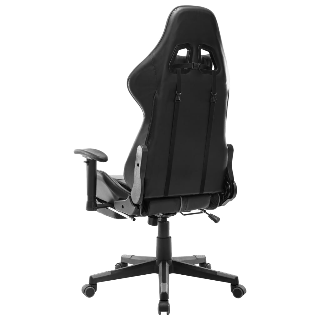 vidaXL Chaise de jeu avec repose-pied Noir et gris Cuir artificiel