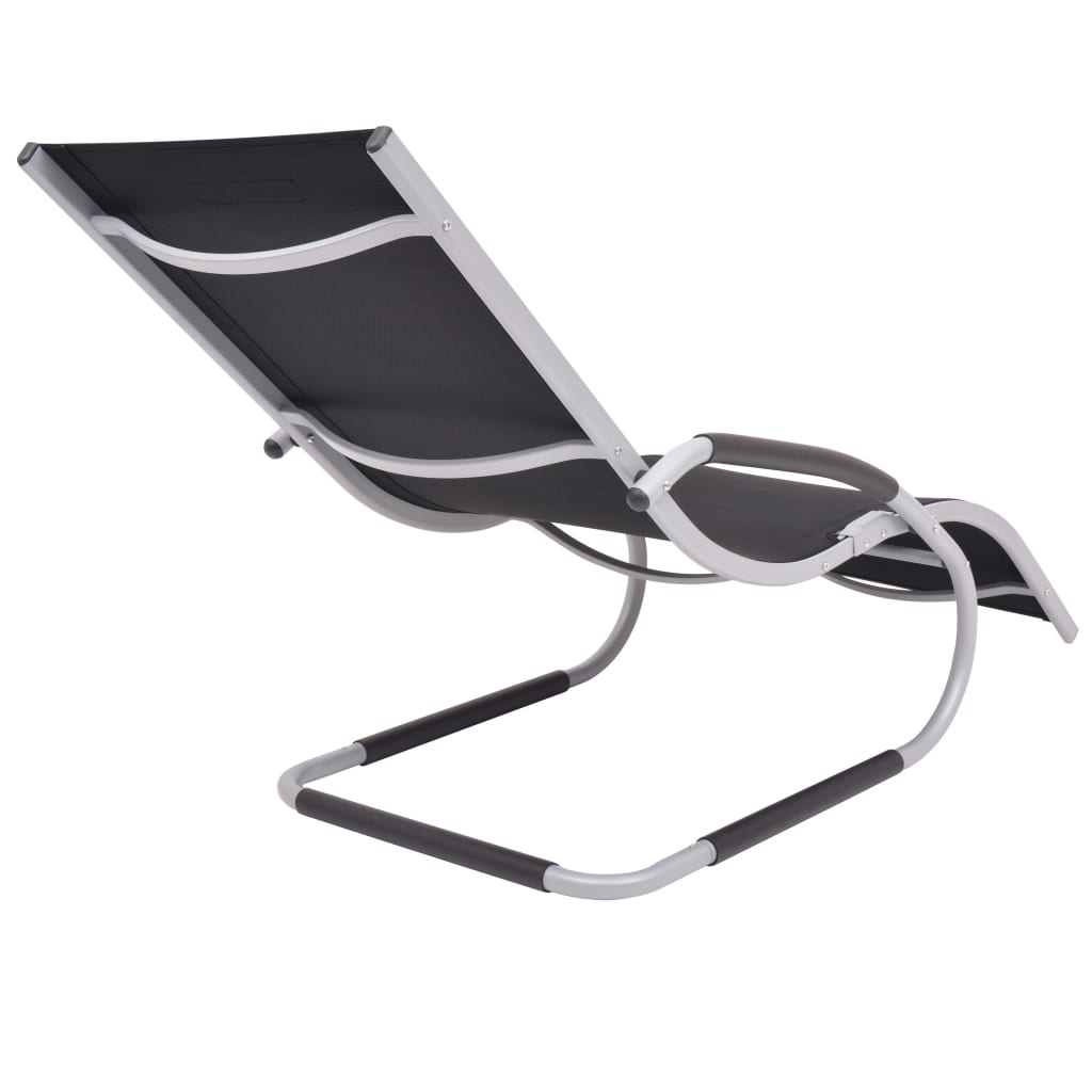 vidaXL Chaise longue avec oreiller Aluminium et textilène noir