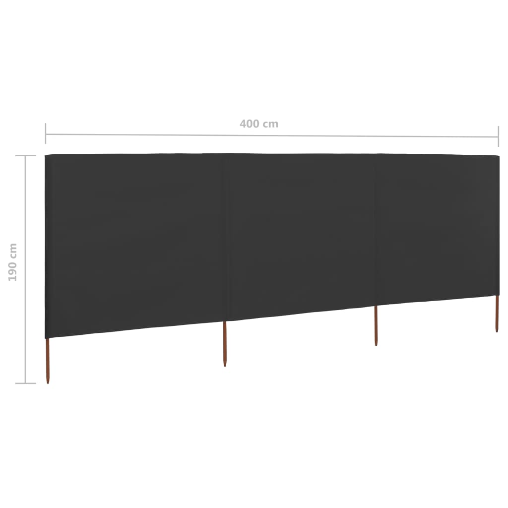 vidaXL Paravent 3 panneaux Tissu 400 x 160 cm Anthracite