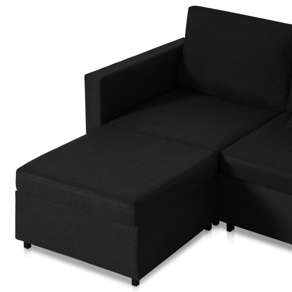 vidaXL Canapé-lit extensible à 4 places Tissu Noir