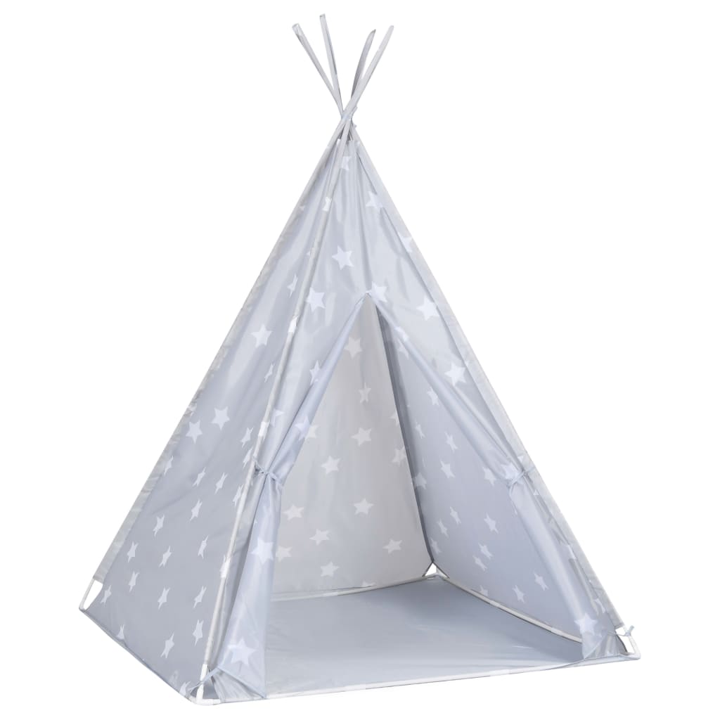 vidaXL Tente tipi pour enfants avec sac Polyester Gris 115x115x160 cm