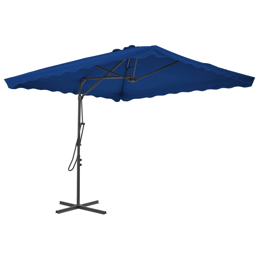 vidaXL Parasol d'extérieur avec mât en acier Bleu 250x250x230 cm