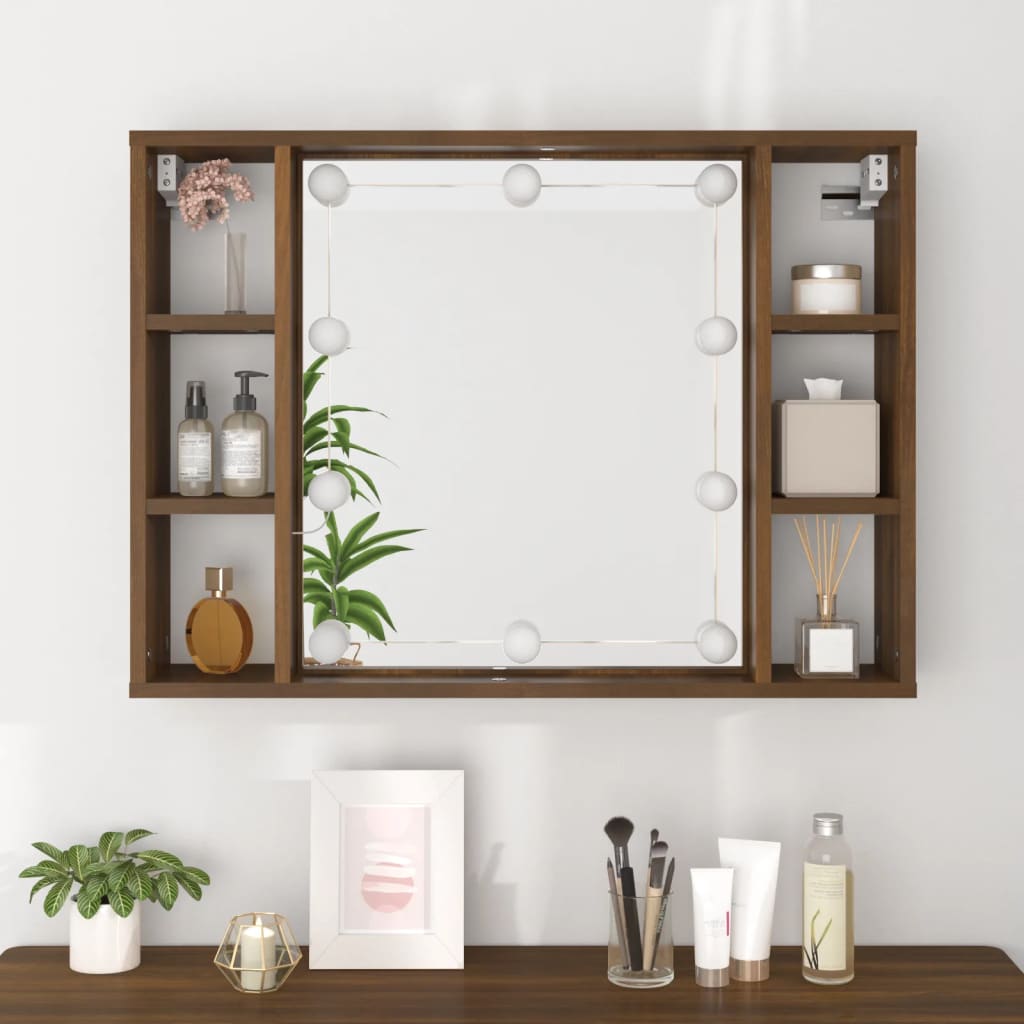 vidaXL Armoire à miroir avec LED Chêne marron 76x15x55 cm
