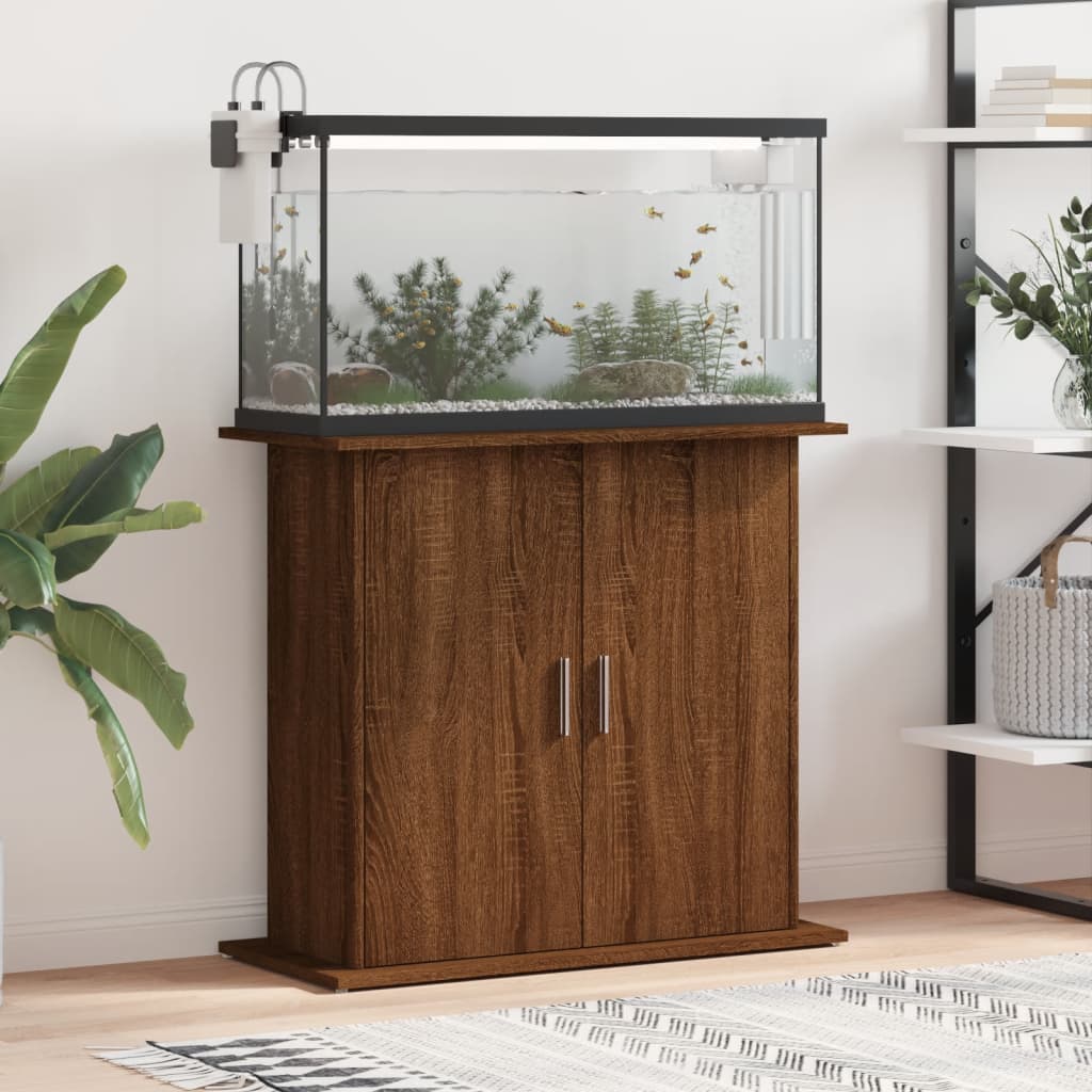 vidaXL Support pour aquarium chêne marron 81x36x73cm bois d'ingénierie