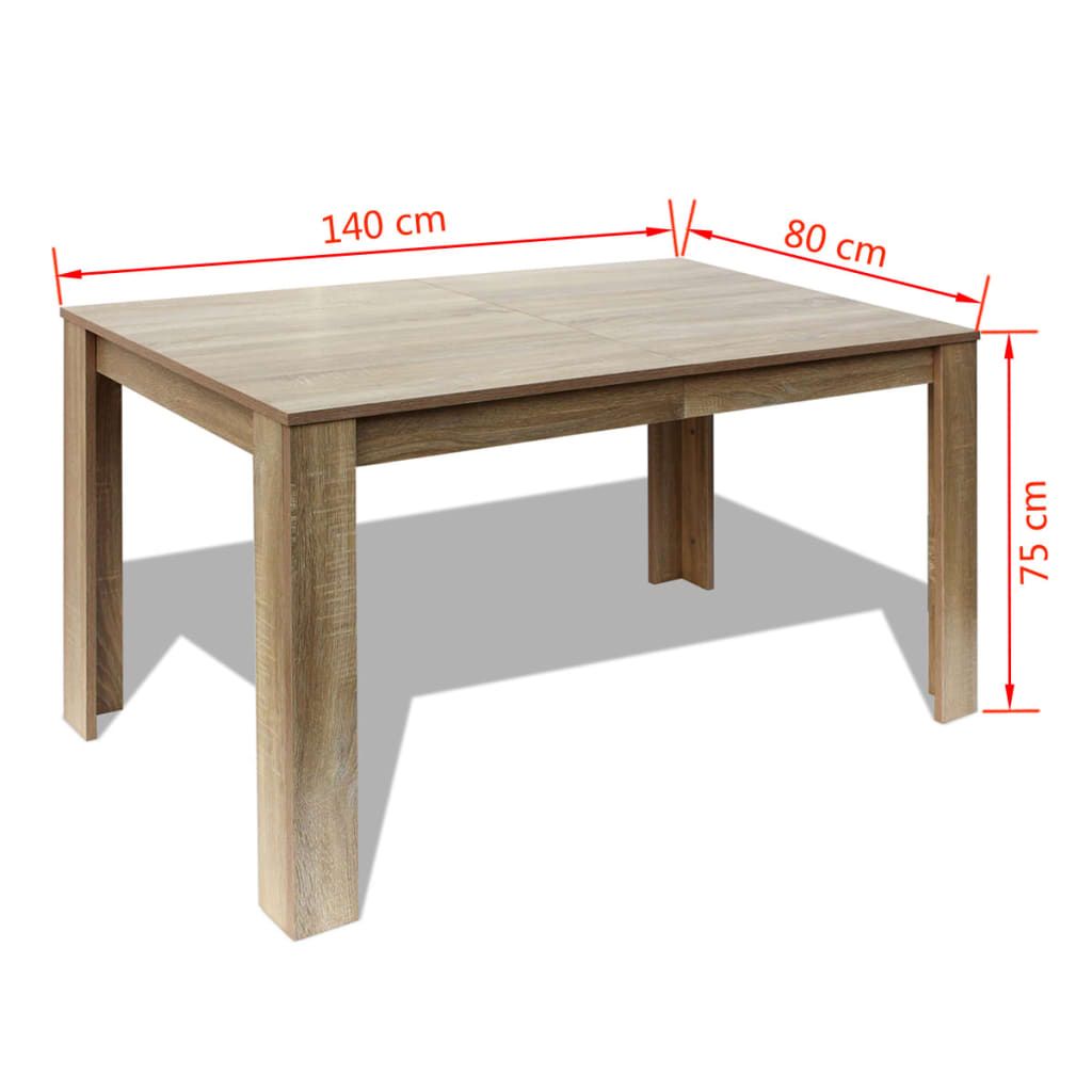 vidaXL Table de salle à manger 140 x 80 x 75 cm chêne