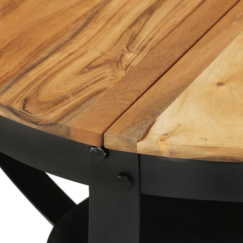 vidaXL Table basse Ø 68x43 cm bois massif acacia et fer