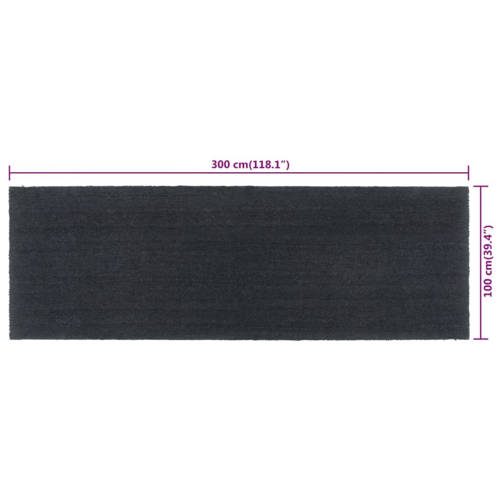 vidaXL Tapis de porte gris foncé 100x300 cm fibre de coco touffeté