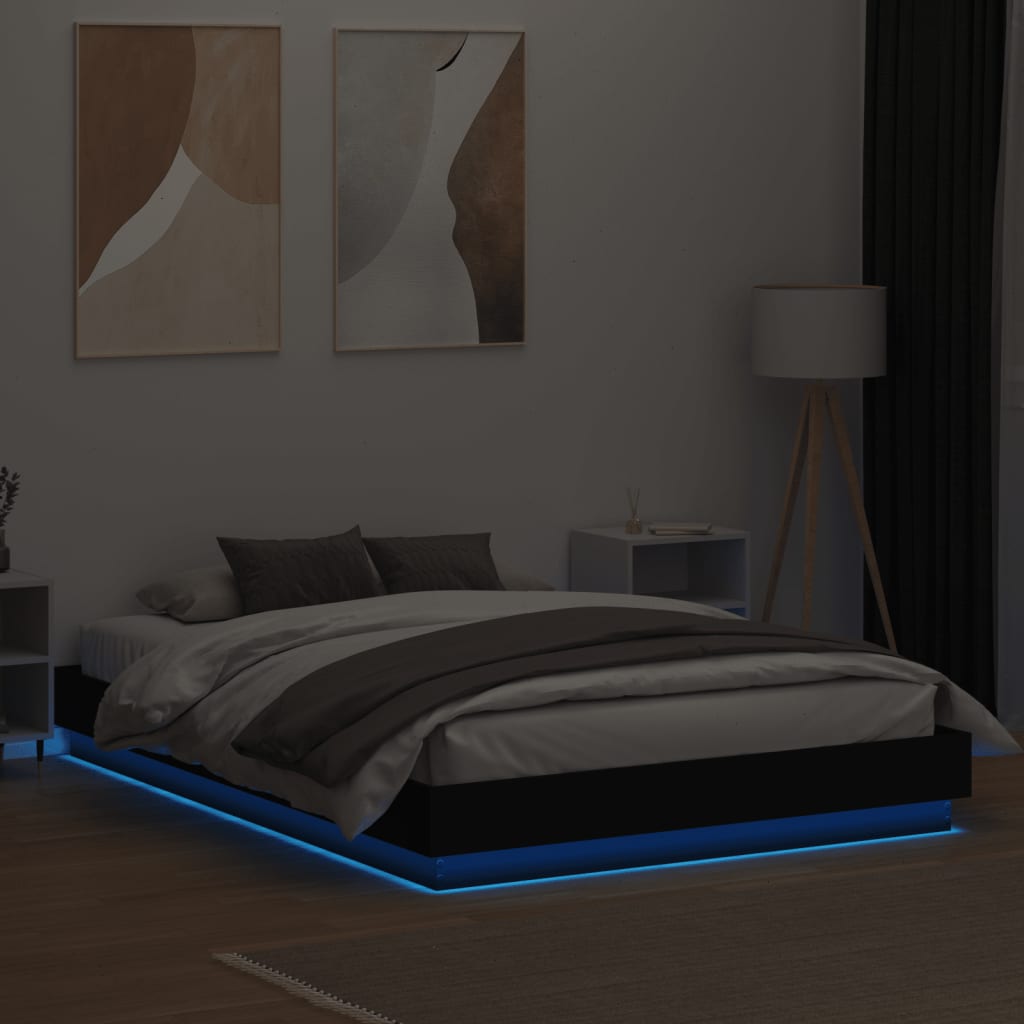 vidaXL Cadre de lit avec lumières LED noir 160x200 cm