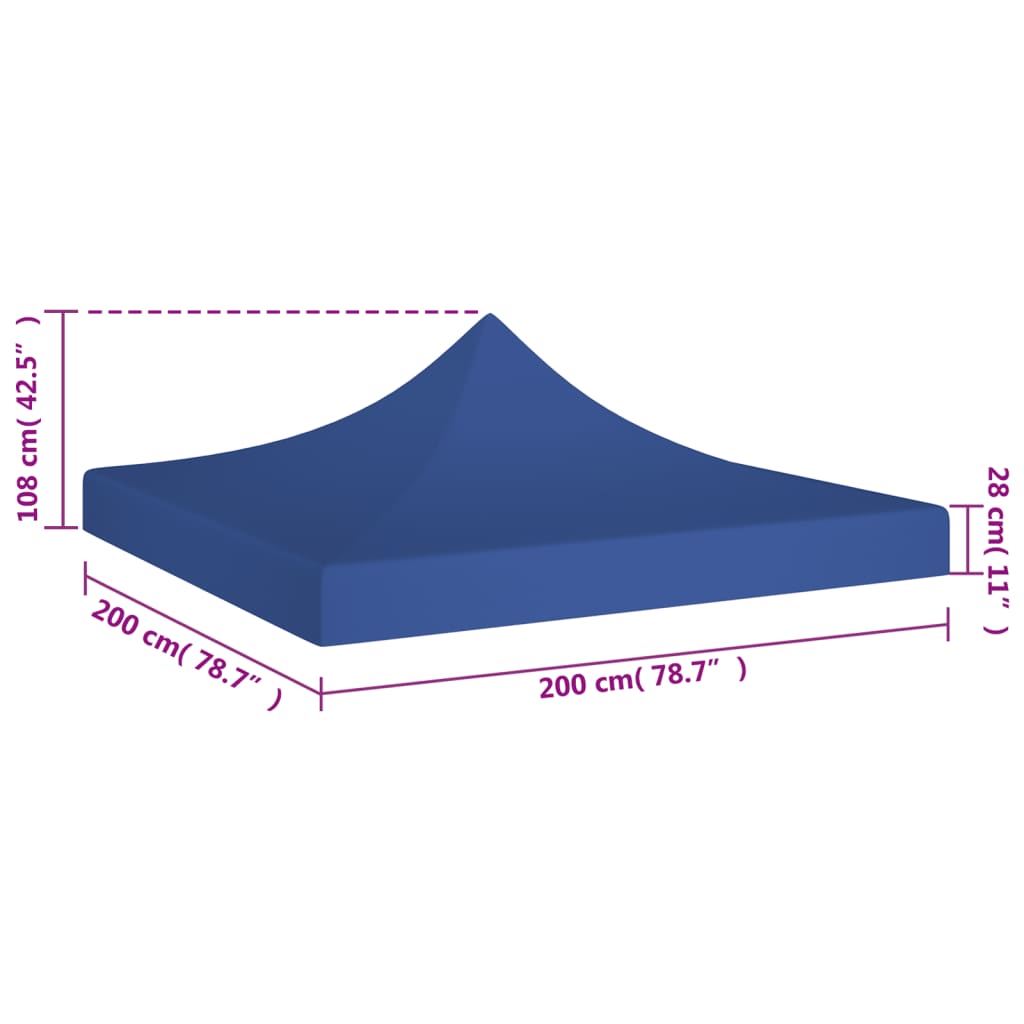 vidaXL Toit de tente de réception 2x2 m Bleu 270 g/m²