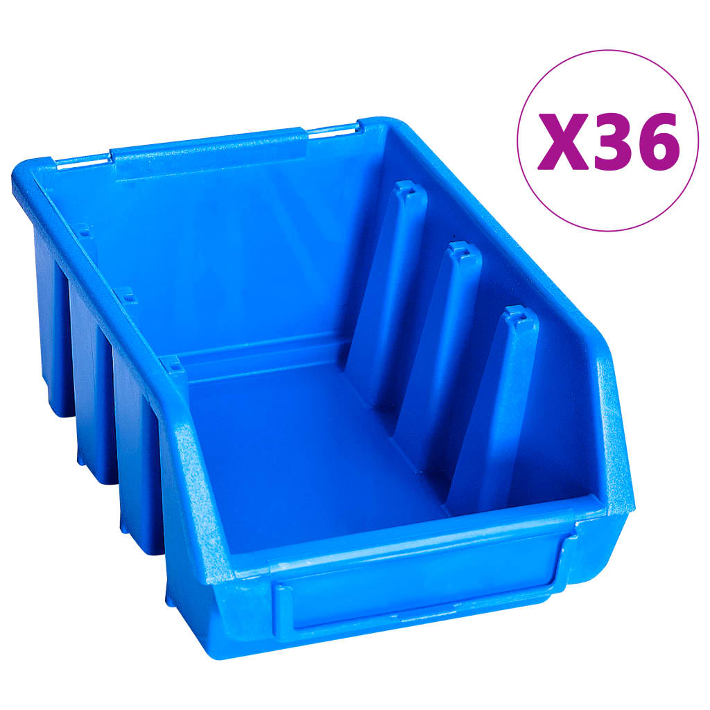vidaXL Kit de bacs de stockage avec panneaux muraux 96 pcs Bleu