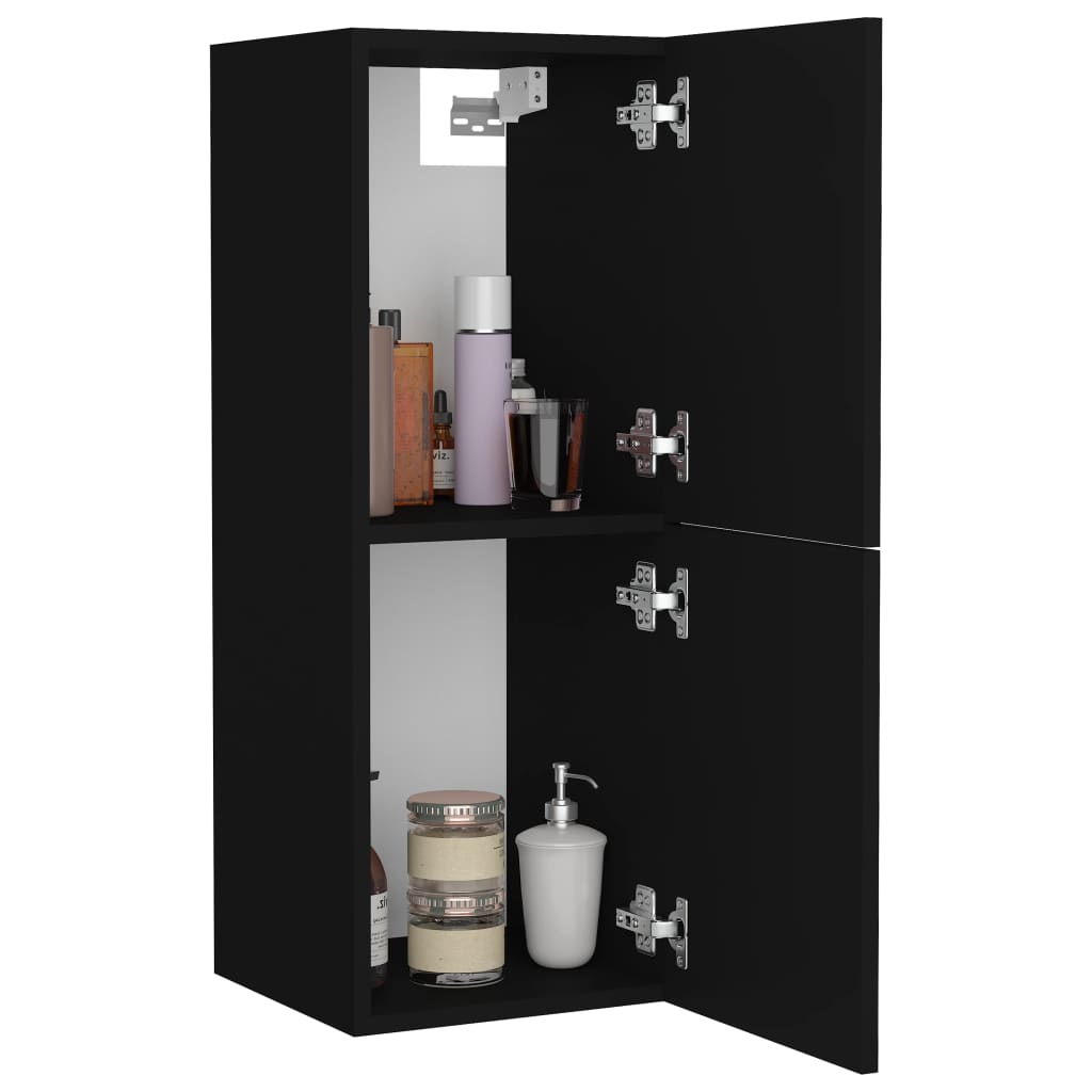 vidaXL Armoire de salle de bain Noir 30x30x80 cm Aggloméré