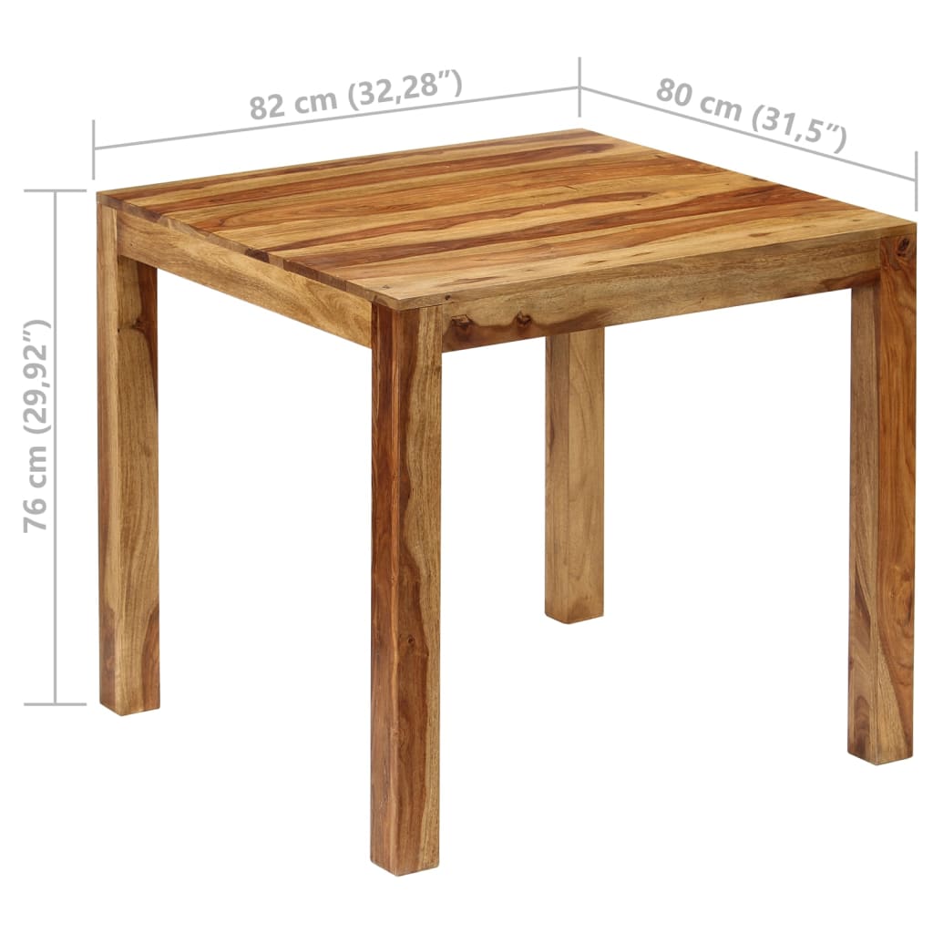 vidaXL Table de salle à manger Bois de Sesham massif 82 x 80 x 76 cm
