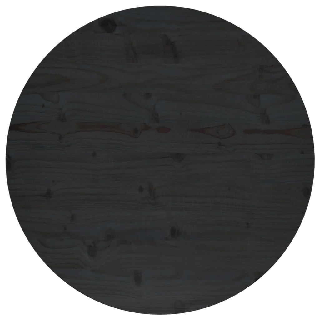 vidaXL Dessus de table Noir Ø70x2,5 cm Bois de pin massif