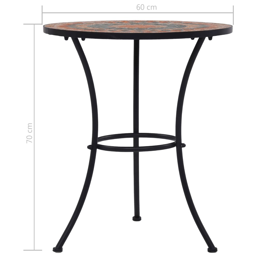 vidaXL Table de bistro mosaïque Orange/gris 60 cm Céramique